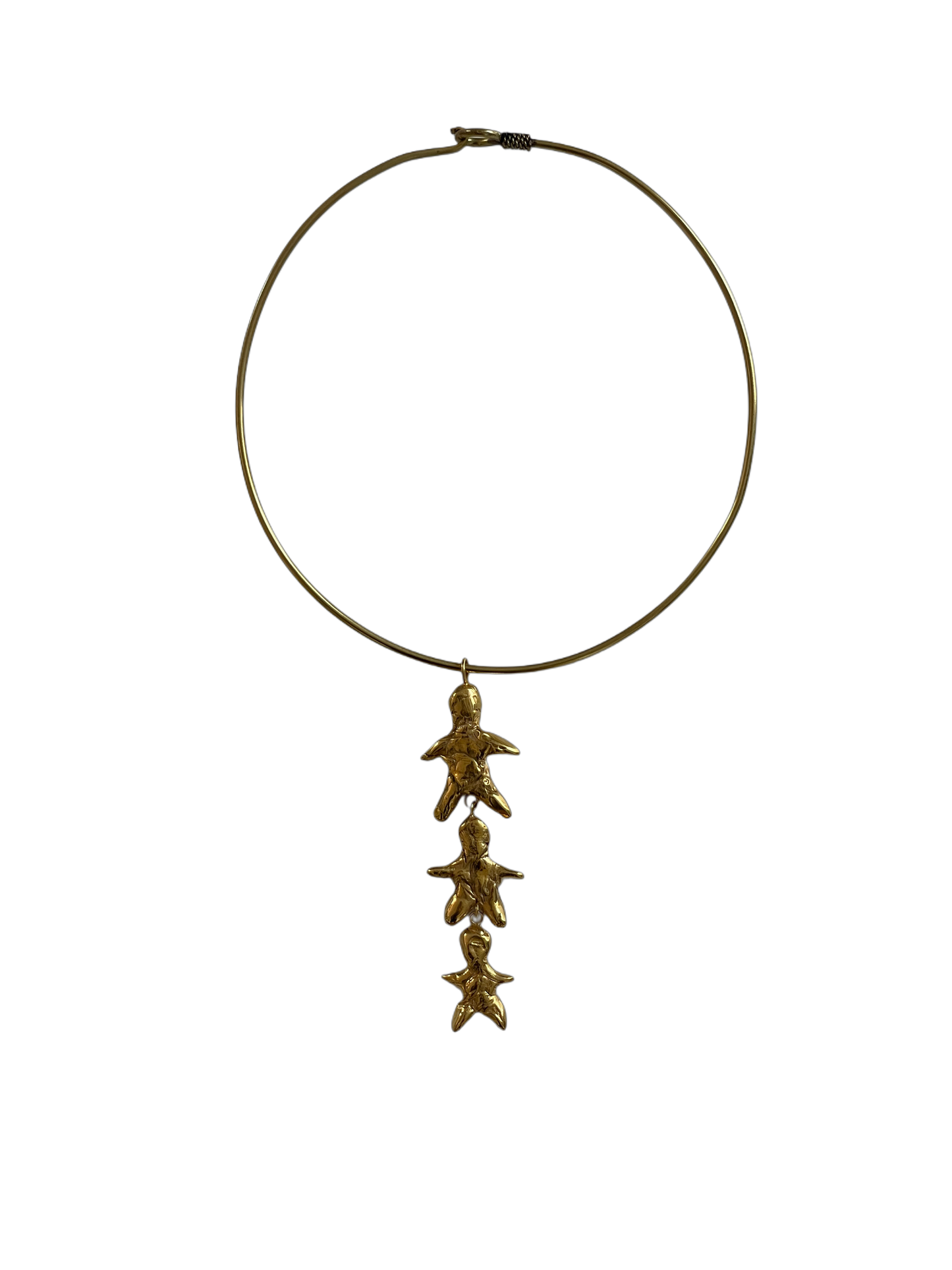 Poupées vodou- Voodoo Dolls Necklace- Laiton doré- Sur commande uniquement