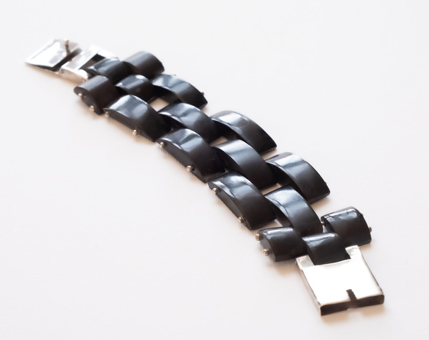 Bracelet en corne noire myen avec argent 925