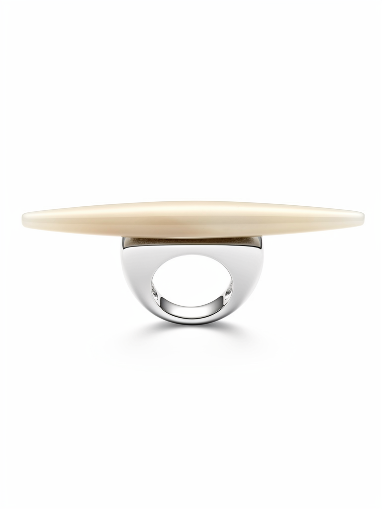 White Bull Horn and Silver Ring