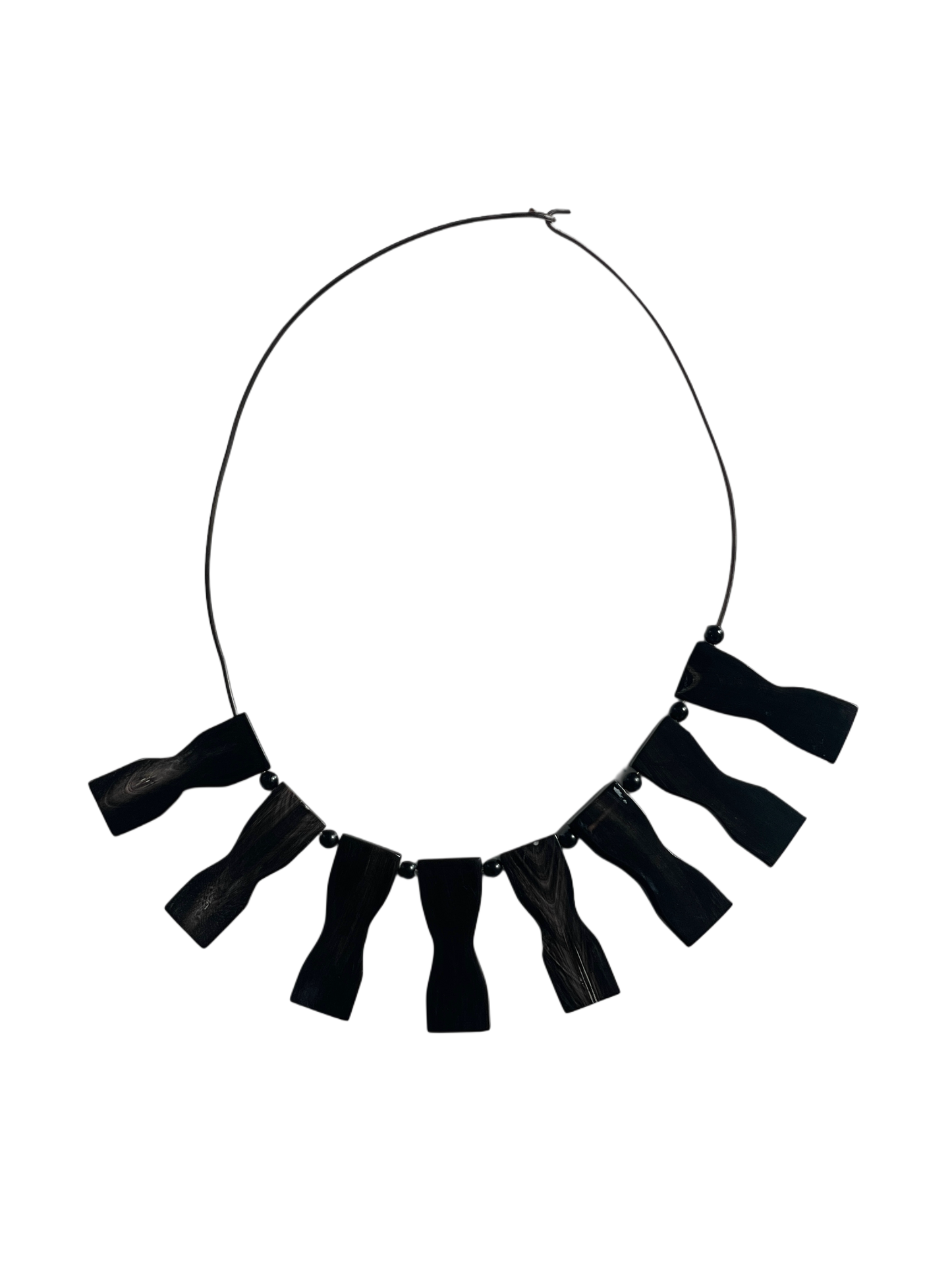 Black Bull Horn and Silver Necklace