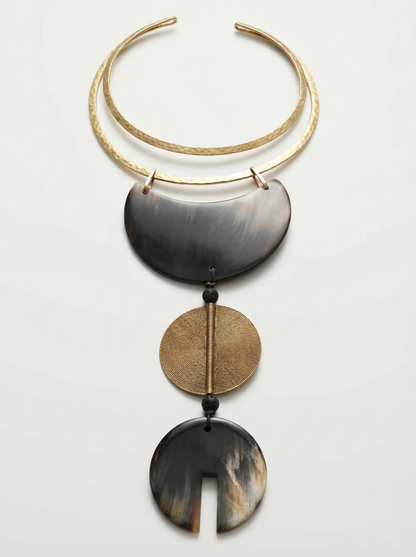 Oméga double laiton, corne noire et bronze