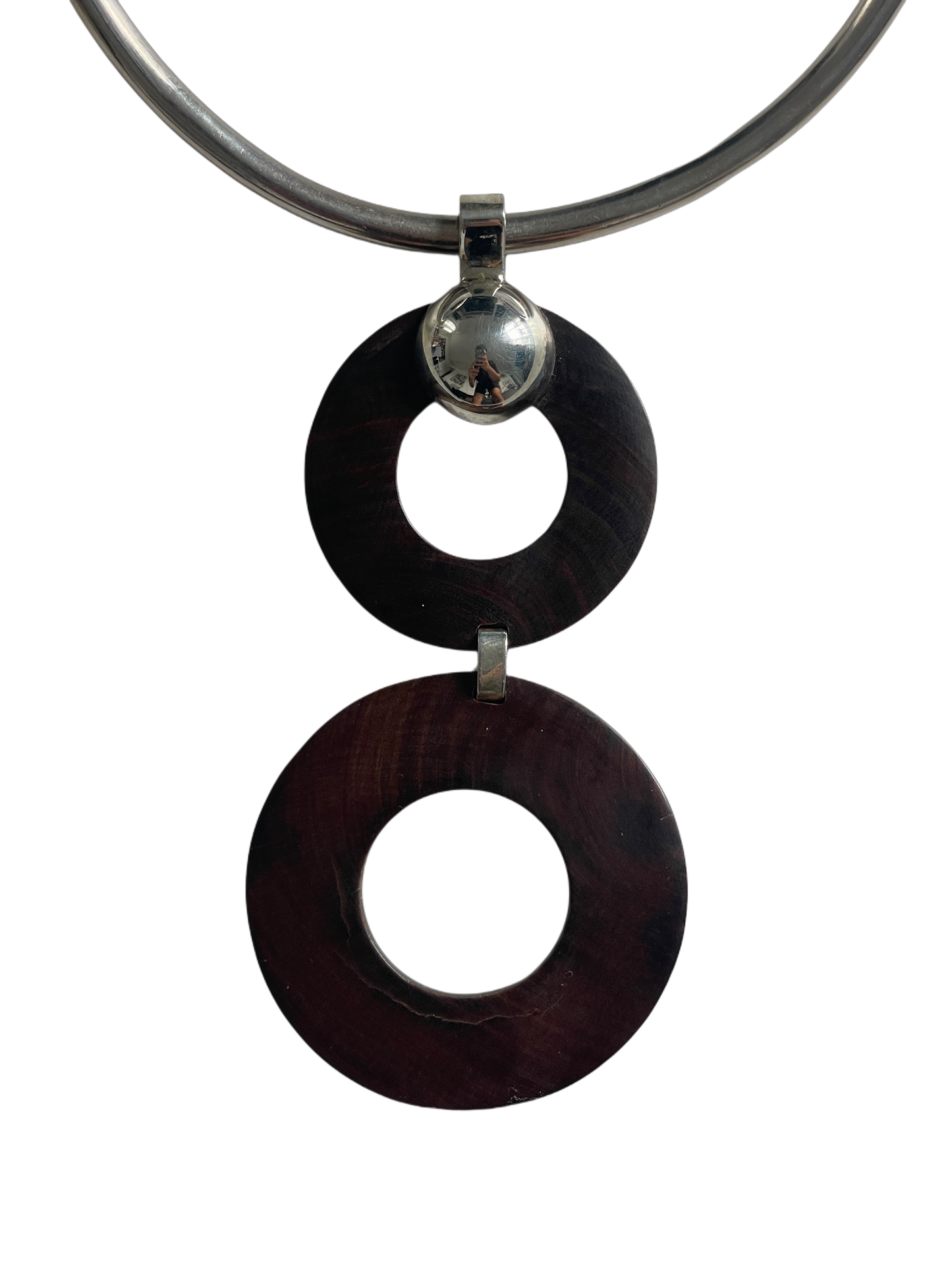 Black Bull Horn and Silver Necklace