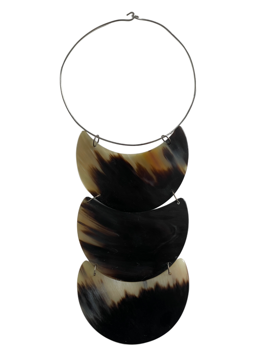 Mixed Bull Horn and Silver Necklace