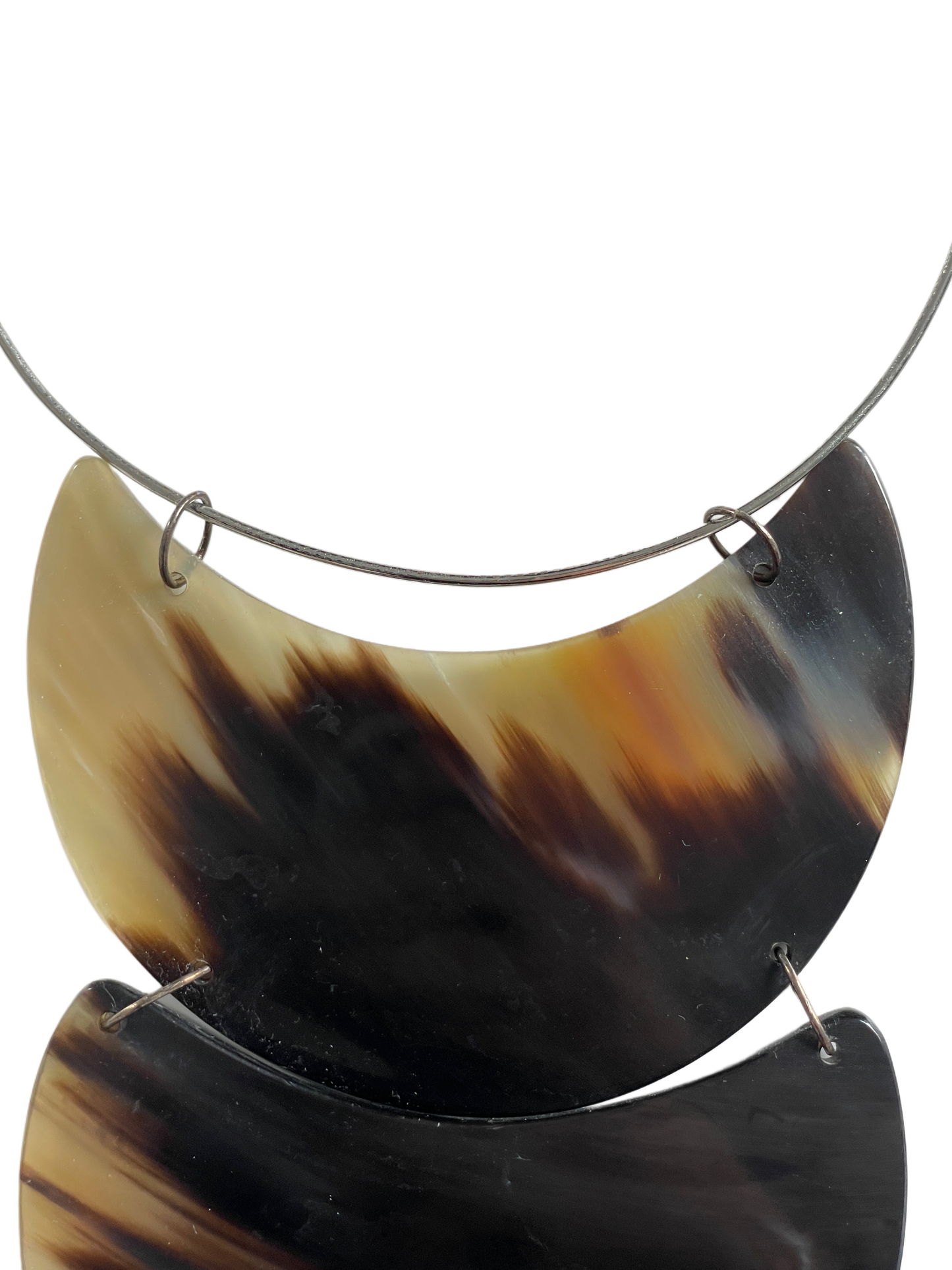 Mixed Bull Horn and Silver Necklace