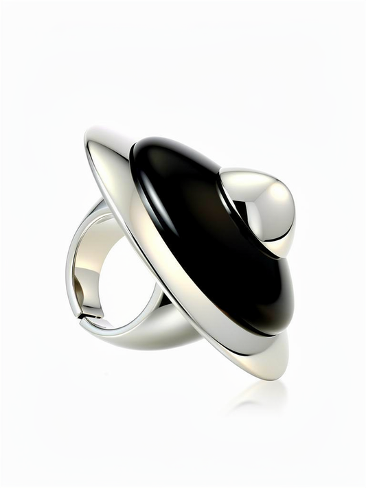 Black Bull Horn and Silver Ring