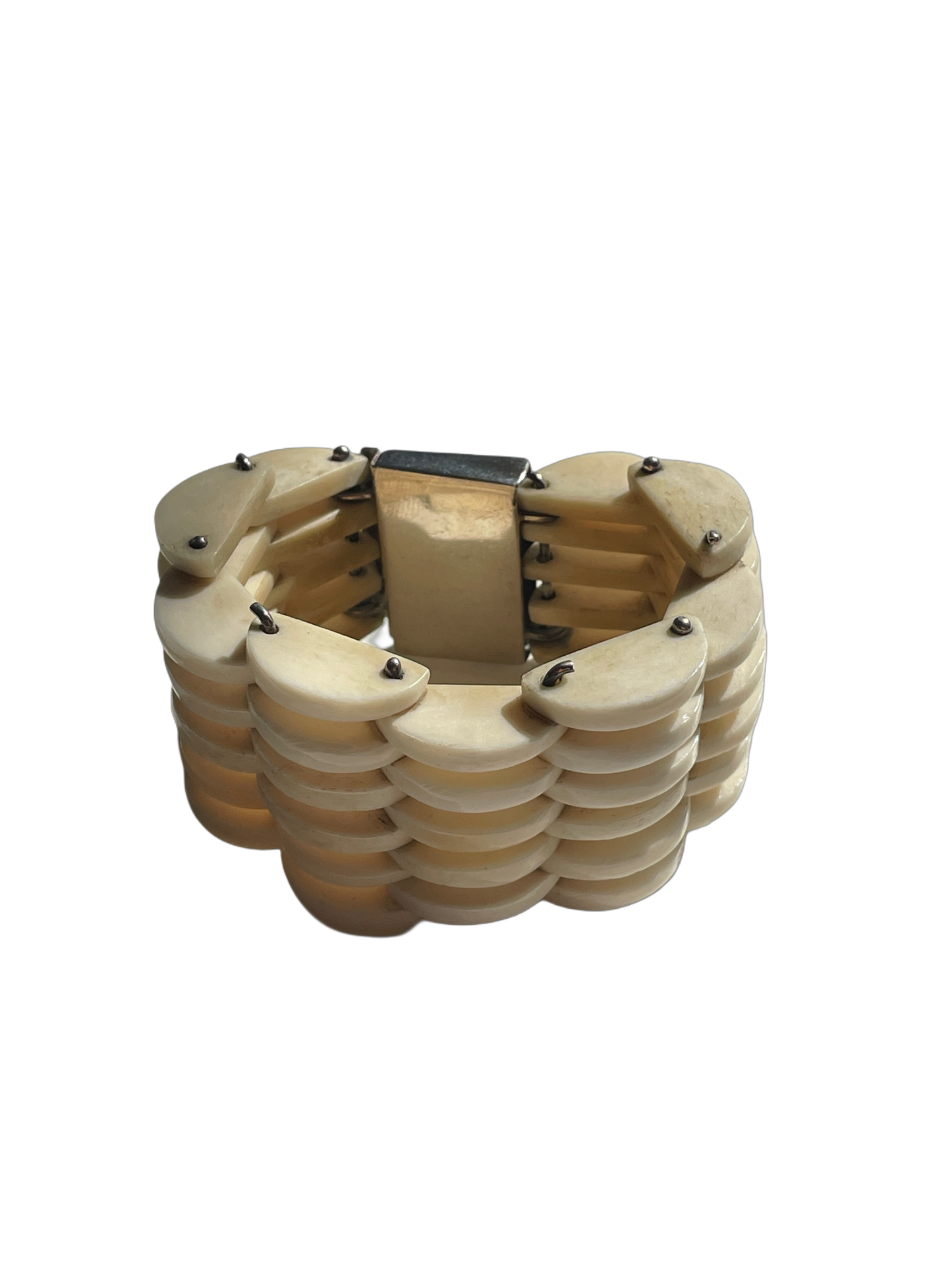 White Bull Bone and Silver Bracelet