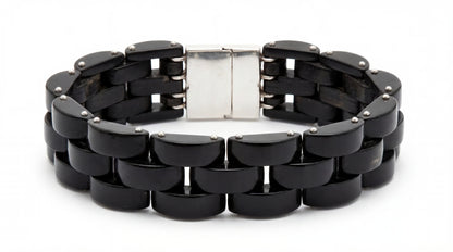Bracelet en corne noire moyen avec argent 925