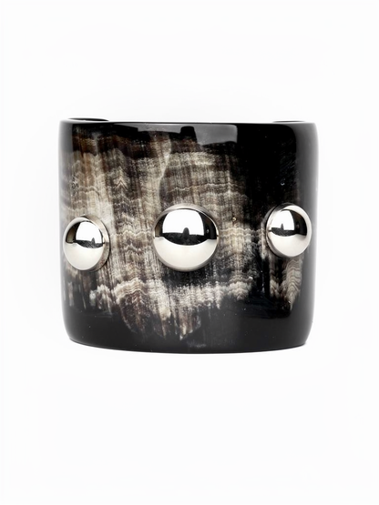 Black Bull Horn & Silver Bracelet