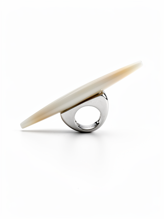 White Bull Horn and Silver Ring