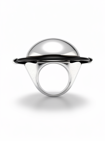 Bague Corne Noire et Argent